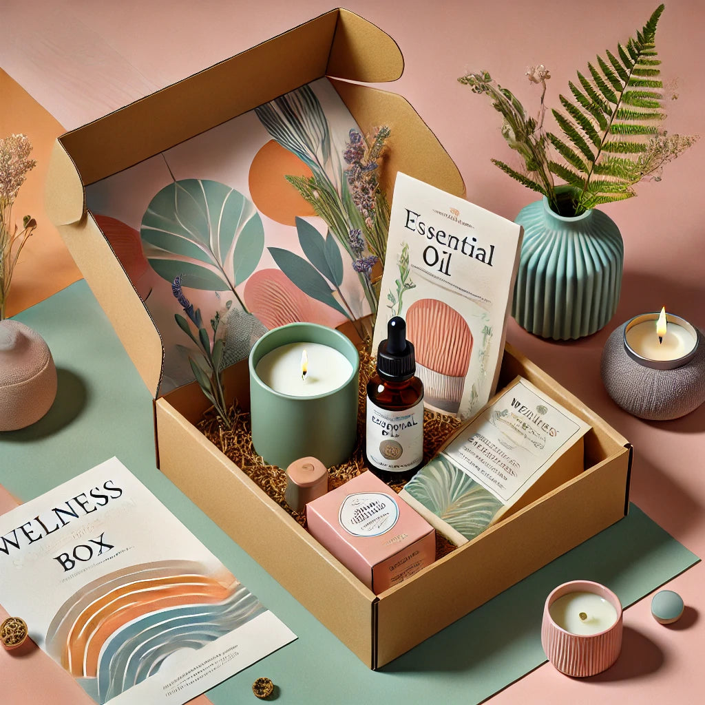 alt="RitualiBox saisonnière avec infusion, bougie et huiles essentielles"